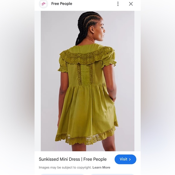 Mustard Yellow Lace Trim Button-Front Dress Free People Sun-kissed Mini Dress - Picture 3 of 13